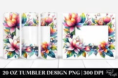 20 Oz Tumbler Sublimation | Colorful Watercolor Frame with Product Image 1