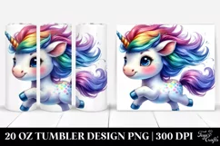 Vibrant Baby Unicorn Running Wild, Transparent 20 Oz Tumbler Product Image 1