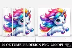 Expressive Baby Unicorn Jumping Clipart, Transparent 20 Oz Product Image 1