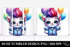 Colorful Baby Cat with Balloons, Sublimation Clipart Product Image 1