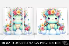 Watercolor Turtle with Flower Crown 20 Oz Tumbler Product Image 1