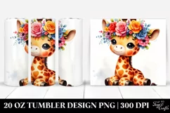 Cartoon Giraffe with Flower Crown | 20 oz Tumbler Product Image 1