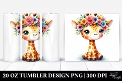 Cartoon Giraffe with Flower Crown | 20 oz Tumbler Product Image 1