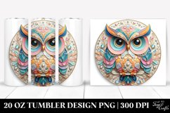 Colorful Pastel 3D Owl Ornament, Transparent 20 Oz Tumbler Product Image 1