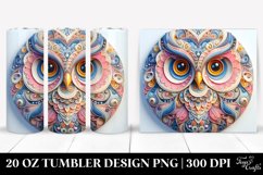 Colorful Pastel 3D Owl Ornament, Transparent 20 Oz Tumbler Product Image 1