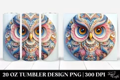 Colorful Pastel 3D Owl Ornament, Transparent 20 Oz Tumbler Product Image 1