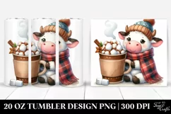 Cute Cow with Hot Cocoa, PNG Product Image 1