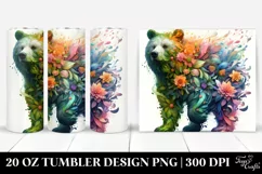 Vibrant Bear Plant Leaves. 20 oz Tumbler Design Product Image 1