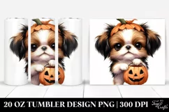 Baby Japanese Chin with Jack-o Lantern, Sublimation Clipart Product Image 1