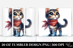 Whimsical Cat with Bandana Clipart, Transparent 20 Oz Product Image 1