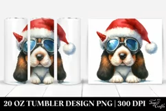 Watercolor Basset Hound with Santa Hat, Transparent PNG Product Image 1