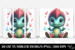 Cute Baby Dinosaur in Jeans, Sublimation Clipart Product Image 1