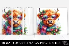 Cute Highland Cow with Christmas Clipart Product Image 1
