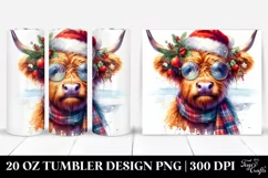 Cute Highland Cow with Christmas Clipart Product Image 1
