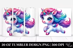 Playful Baby Unicorn Running Wild, Transparent 20 Oz Tumbler Product Image 1