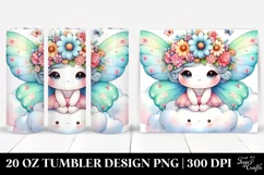 Cartoon-Style Butterfly with Flower Crown 20 Oz Tumbler Product Image 1