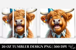 Highland Cow Portrait with Party Hat Product Image 1