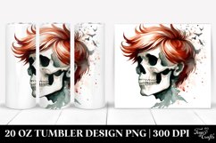 Watercolor Retro Halloween Skull Hair | 20 oz Tumbler Product Image 1