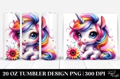 Cute Baby Unicorn Playing, Transparent 20 Oz Tumbler Product Image 1