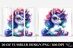 Cute Baby Unicorn Playing, Transparent 20 Oz Tumbler Product Image 1