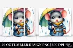Cute Baby Mouse with Raincoat | 20 oz Tumbler Product Image 1
