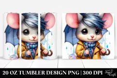 Cute Baby Mouse with Raincoat | 20 oz Tumbler Product Image 1