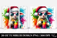 Colorful Lamb with Santa Hat | 20 oz Tumbler Product Image 1