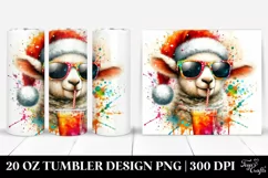 Colorful Lamb with Santa Hat | 20 oz Tumbler Product Image 1