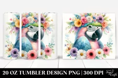 Cartoon Macaw with Flower Crown | 20 oz Tumbler Product Image 1