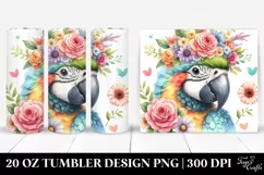 Cartoon Macaw with Flower Crown | 20 oz Tumbler Product Image 1