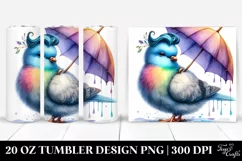 Cute Baby Dove with Umbrella, High-Res 20 Oz Tumbler Product Image 1