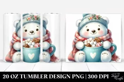 Cute Polar Bear with Hot Cocoa, PNG Product Image 1