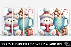 Cute Polar Bear with Hot Cocoa, PNG Product Image 1