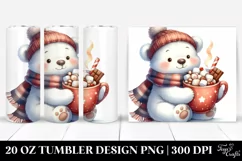 Cute Polar Bear with Hot Cocoa, PNG Product Image 1