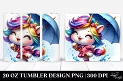 Cute Unicorn with Raincoat, Transparent 20 Oz Tumbler Product Image 1