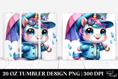 Cute Unicorn with Raincoat, Transparent 20 Oz Tumbler Product Image 1