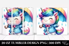 Cute Unicorn with Raincoat, Transparent 20 Oz Tumbler Product Image 1