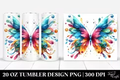 Colorful Whimsical Butterfly Tumbler | 20 Oz Product Image 1