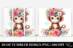 Cartoon Monkey with Flower Crown | 20 oz Tumbler Product Image 1