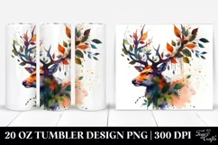 Half Body Deer Watercolor Tumbler Design Product Image 1