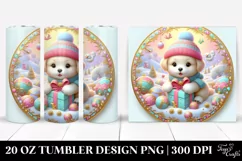 3D Pastel Puppy Winter Scene 20 Oz Tumbler Product Image 1