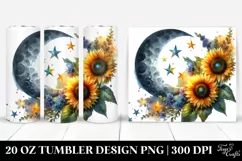 Half Moon with Sunflowers Clipart, Transparent 20 Oz Tumbler Product Image 1