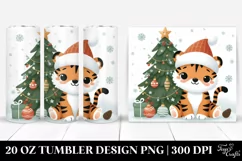 Cute Baby Tiger with Christmas Tree 20 Oz Tumbler Product Image 1