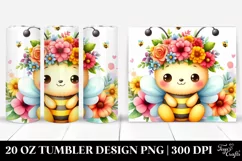 Cute Bee with Flower Crown 20 Oz Tumbler Product Image 1