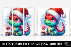Cute Dinosaur with Santa Hat 20 Oz Tumbler Product Image 1