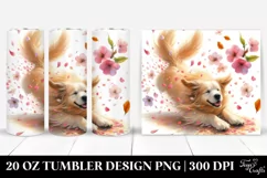 Dog Tumbling with Spring Petals in the Wind | 20 Oz Tumbler Product Image 1