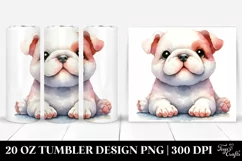 Funny Pastel Bulldog Sitting Down, Transparent 20 Oz Tumbler Product Image 1