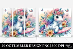 Surfboard Baby Unicorn Tumbler Design Product Image 1