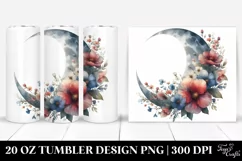 20 oz Tumbler Half Moon and Flowers Product Image 1