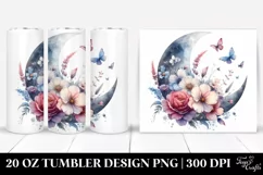 20 oz Tumbler Half Moon and Flowers Product Image 1